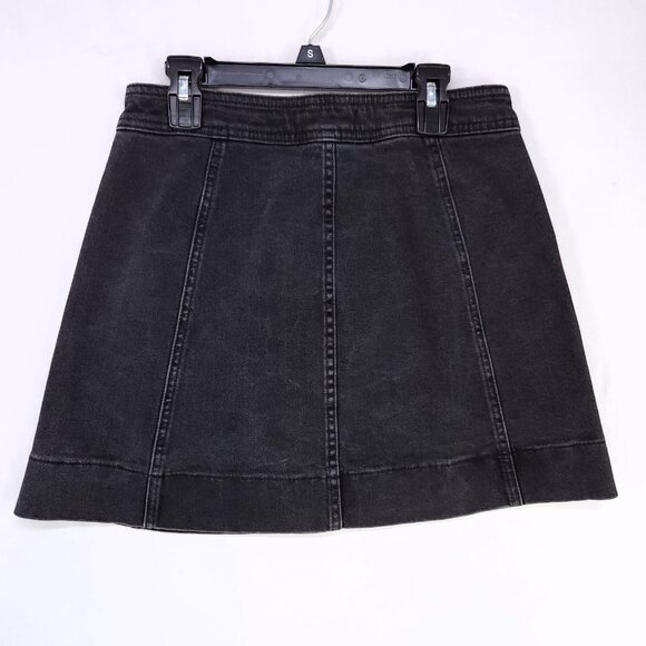 Madewell Metropolis Snap Jean Skirt Size 4 Black Button Up Mini Denim - Picture 2 of 9